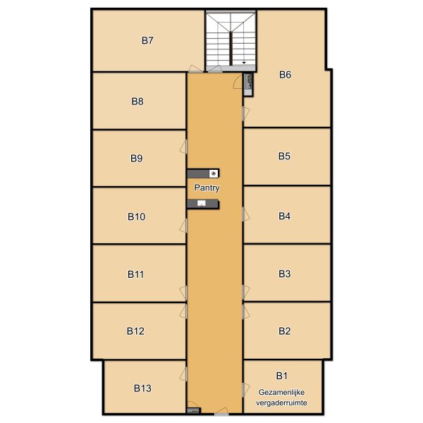 Plattegrond kantoorruimtes